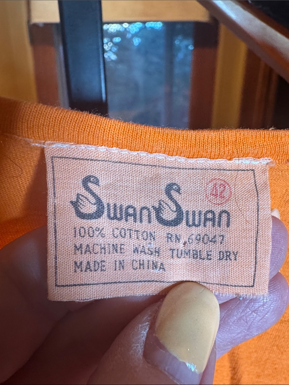 Vintage Swan Swan Orange Cotton Tee Size 42 Medium Relaxed Fit - Picture 4 of 6